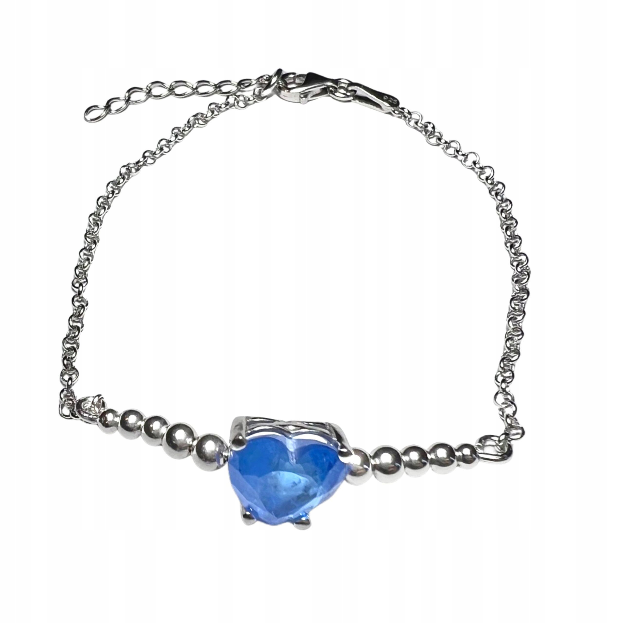 Elegantní Dámský Náramek Stříbro O Ryzosti 925 Paraiba Turmalín Srdce