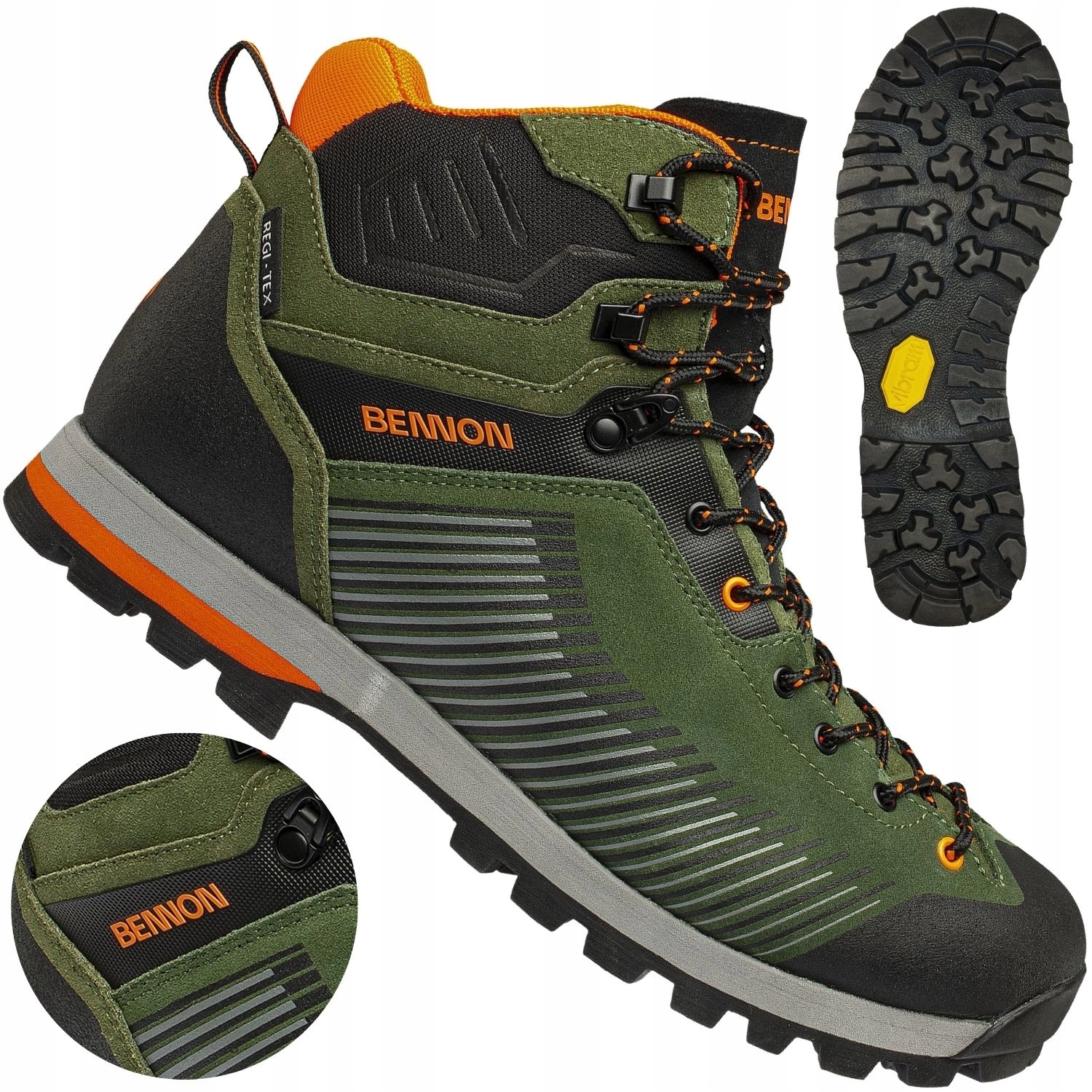 Horské trekové boty Vibram Bennon Peak Green High voděodolné 46