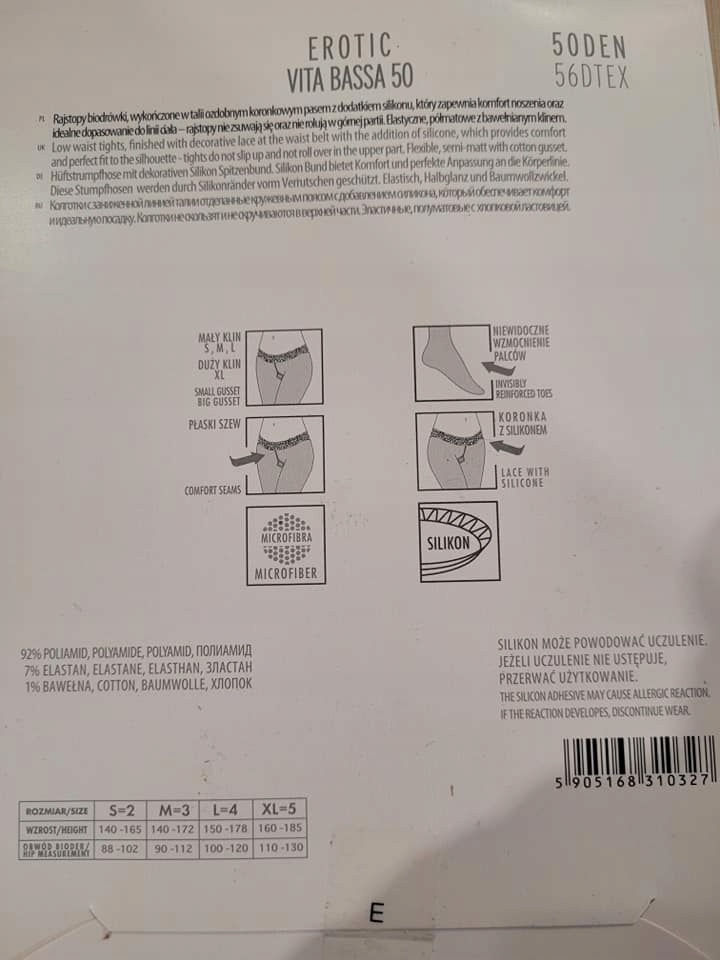 MARILYN Rajstopy EROTIC VITA BASSA 50 Den R.3 Marka Marilyn