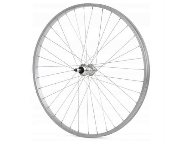 Koło rowerowe do roweru tylne 26 cali wolnobieg srebrne v-brake obręcz alu