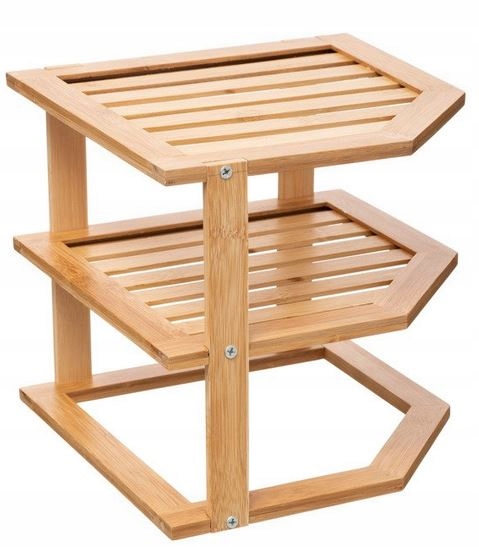 Narożna półka kuchenna 3 poziomy, stojak bambusowy
