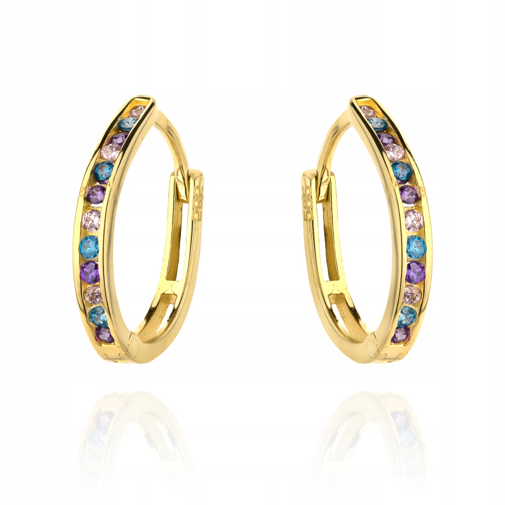 Náušnice zlaté 585 s zirkony Kreol Hmotnost 1.19