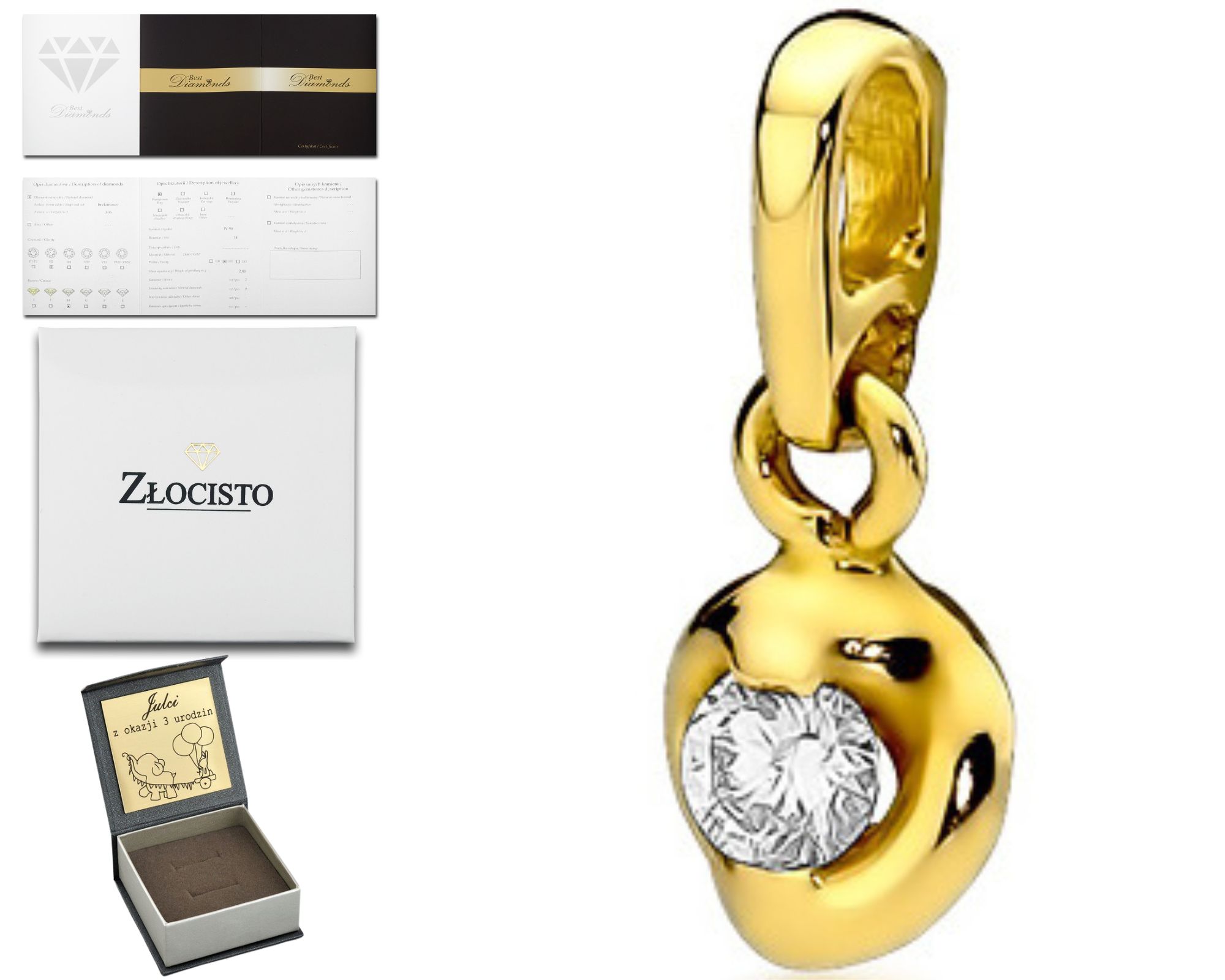 Zlatý Přívěsek S Briliantem 585 Diamant Přívěsek