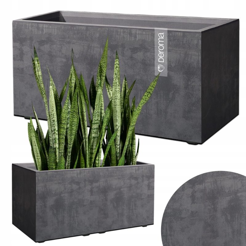 Donica Doniczka Prostokątna Deroma Efekt Betonu 79CM Millennium Antracyt