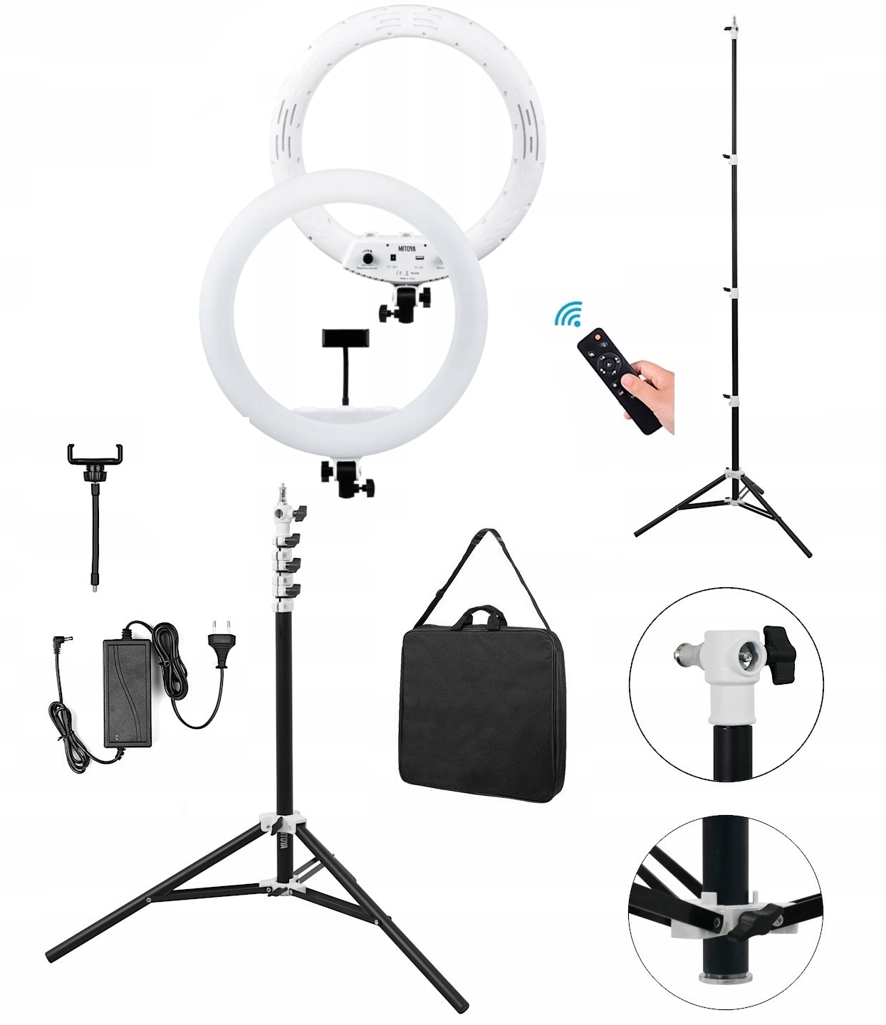 Zestaw Mitoya MTY-18C Lampa Pierścieniowa 50W Pokrowiec Statyw 230CM