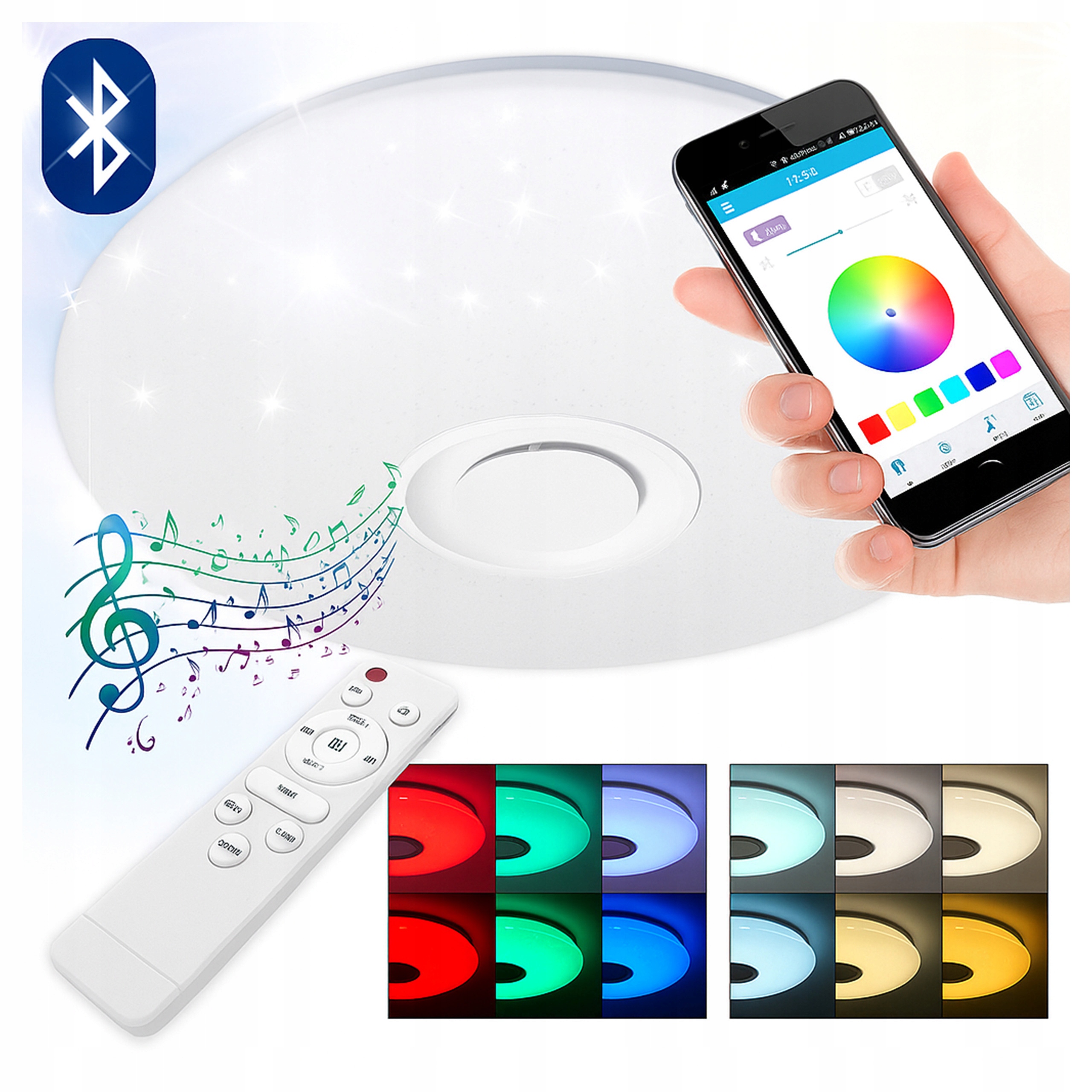 Plafon Led 72W Natynkowy Lampa panel sufitowy oprawa Rgb pilot głośnik