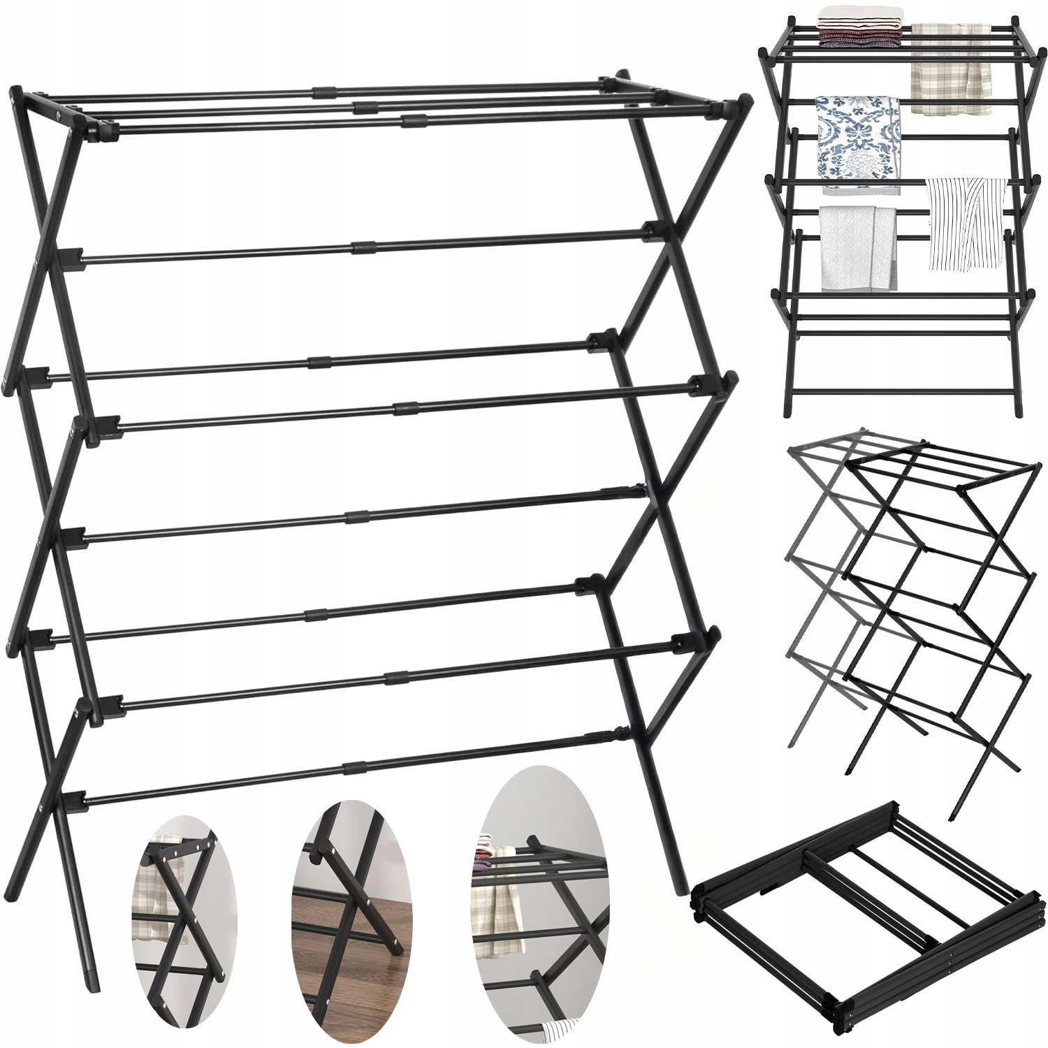 Levně Sušák Na Prádlo Vertikální, Stojící, 6 Vrstev, 11 Tyčí, Skládací