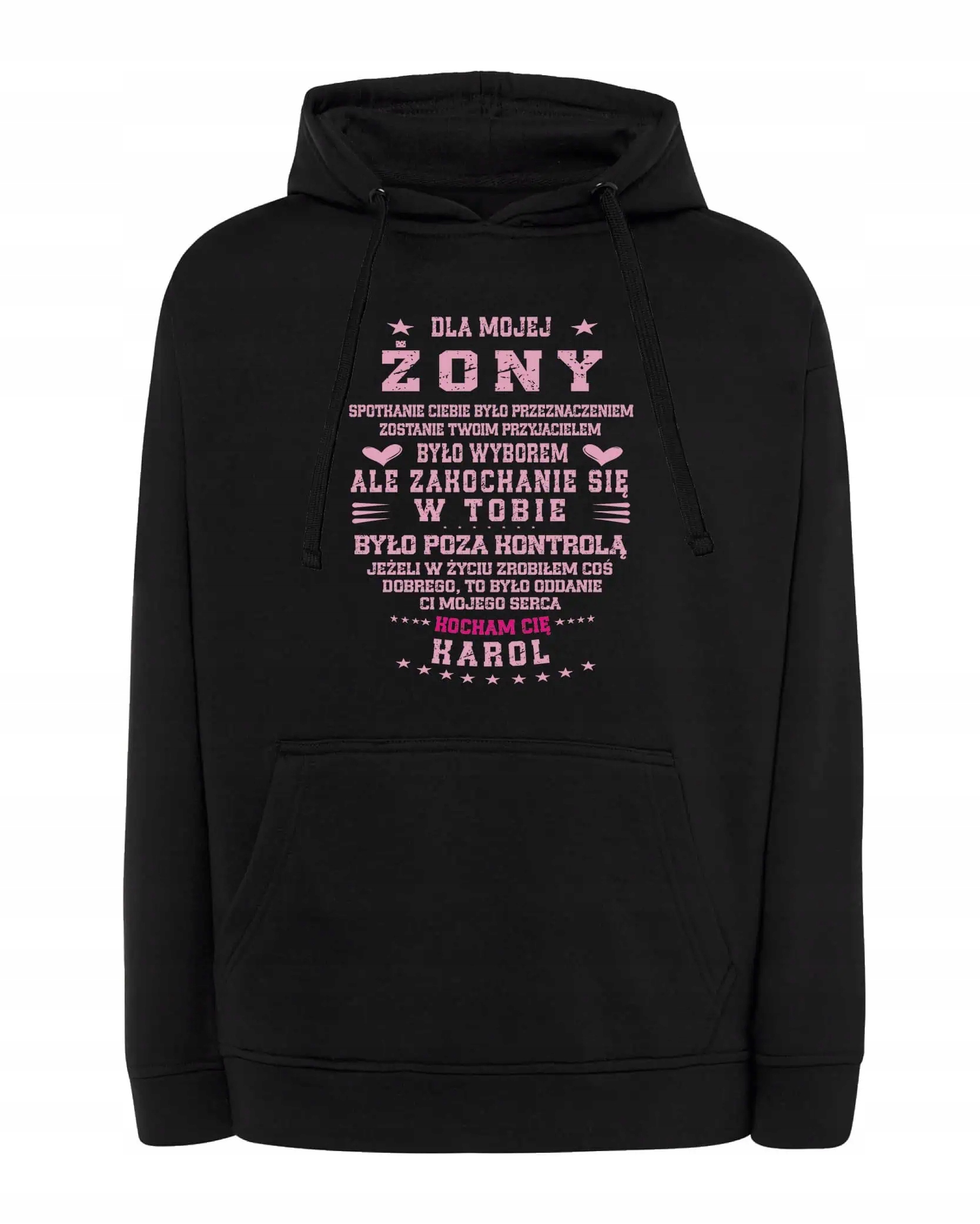 Mikina s kapucí pro manželku, personalizovaná od manžela, černá XL