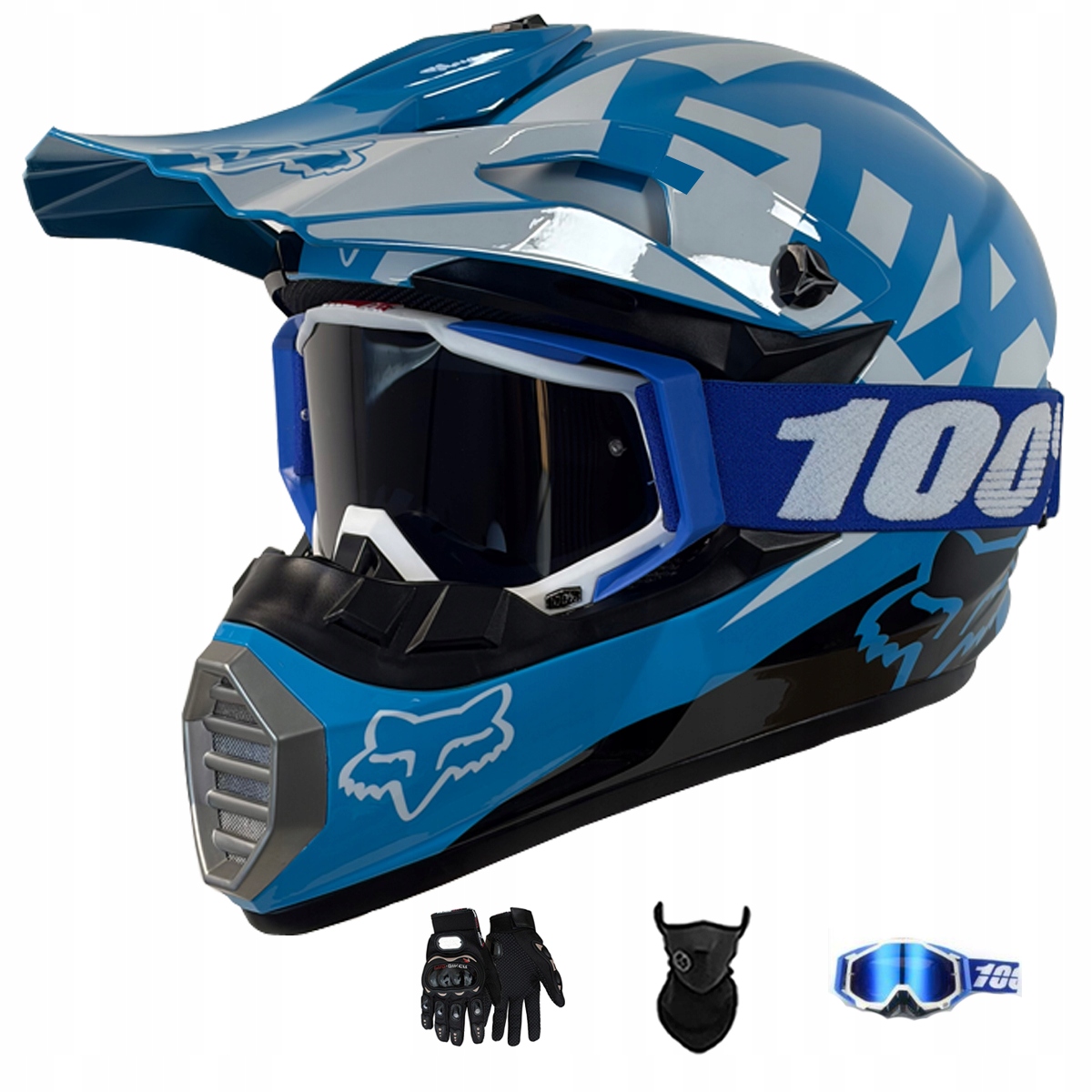 Motocyklová Přilba Lehká Enduro Quada Brýle Rukavice Maska M