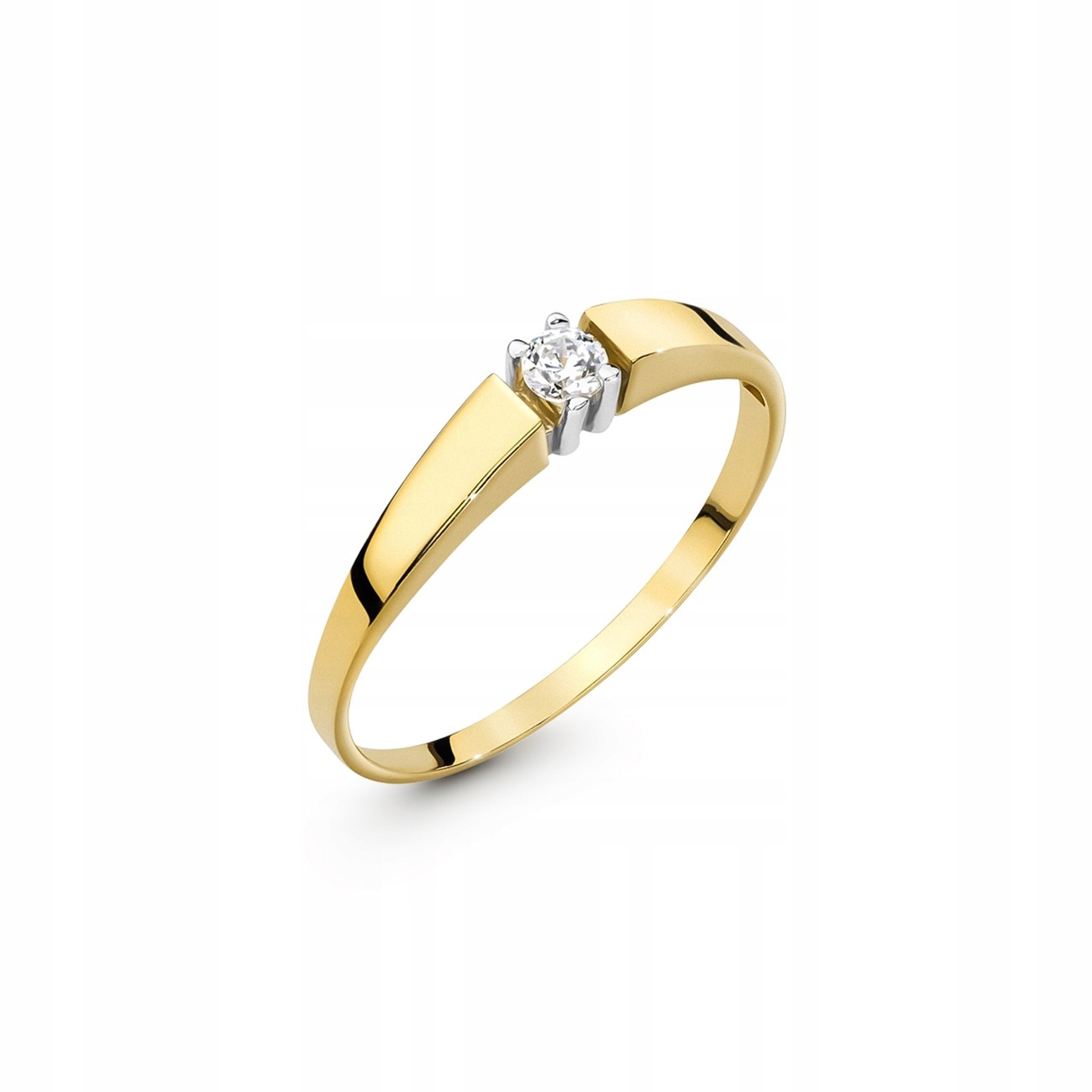 Złoty pierścionek zaręczynowy z brylantem 0,08 ct Modern 585 Giorre