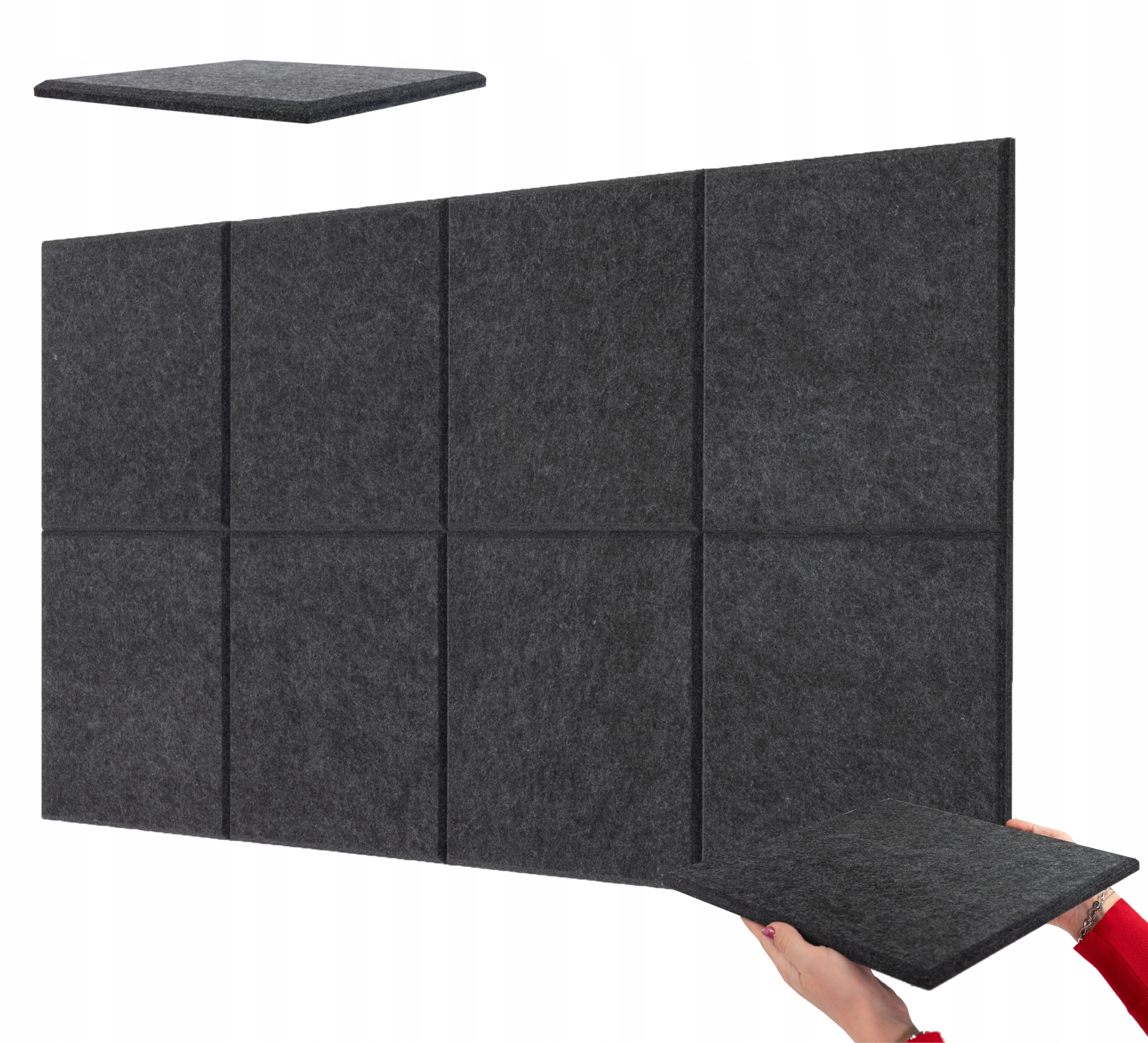 Sada akustických plstěných panelů 8ks ložnice o tloušťce 1,2 cm Grafit atesty