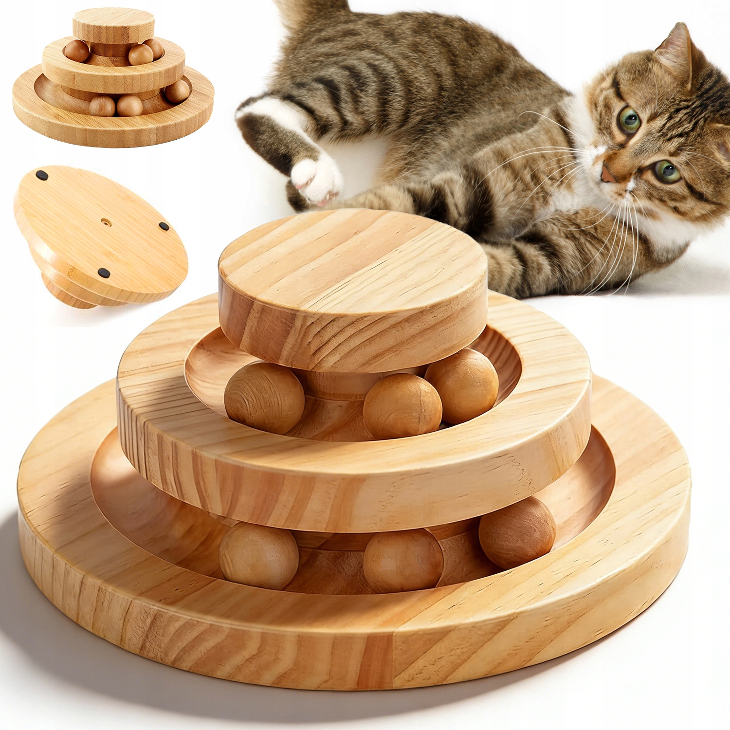 Levně Hračka Pro Kočky Věž Dřevo Stabilní Chrání Nábytek O 3 Úrovních