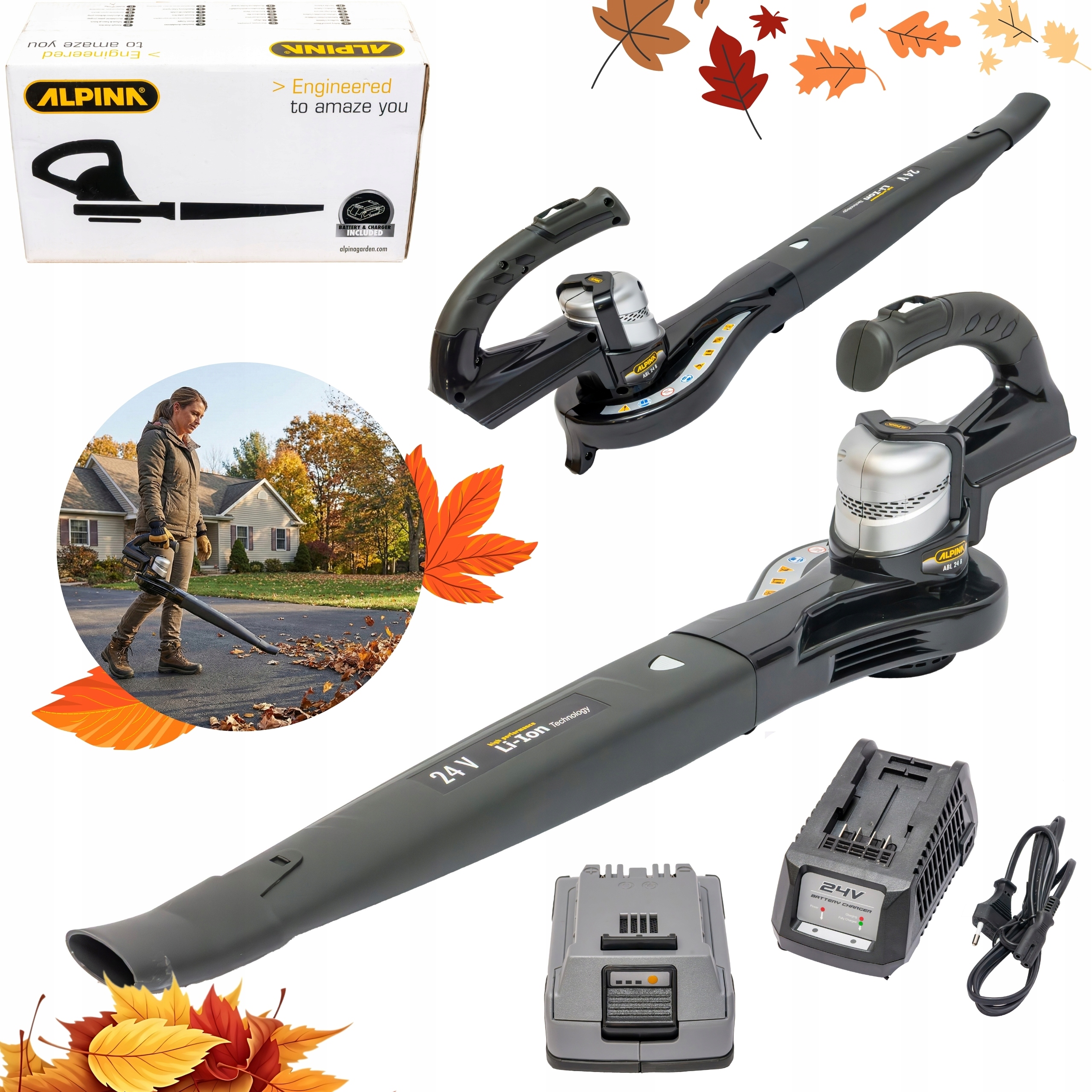 Akumulátorový fúkač Alpina Abl 24 B Lehký 1.9 kg Akumulátor nabíjačka