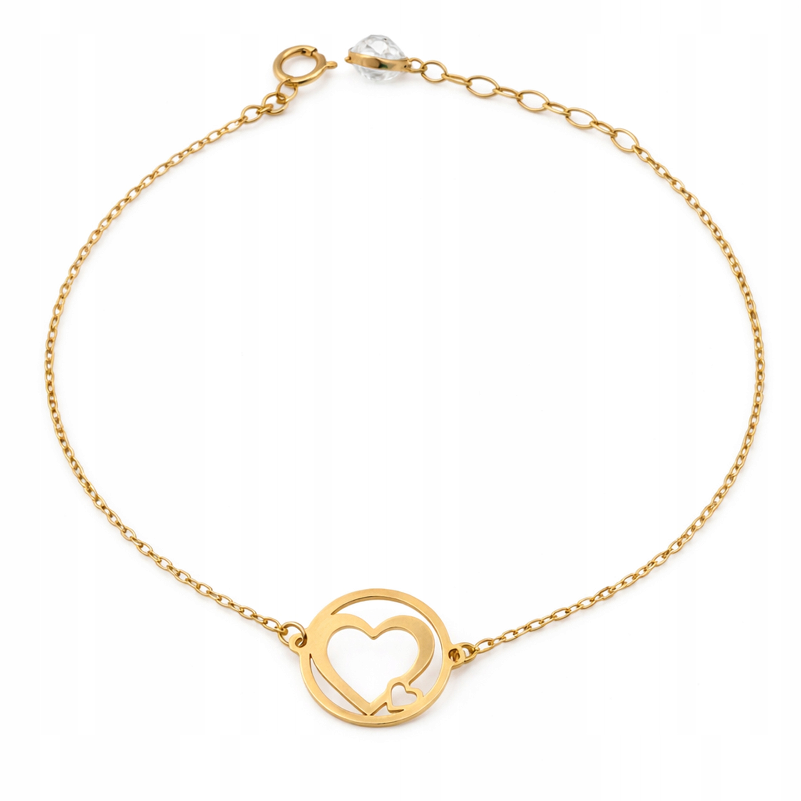 Dámský zlatý náramek celebrity 585 srdce v kruhu srdíčko jako dárek