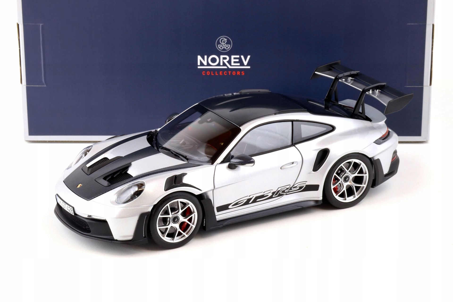 Norev Porsche 911 (992) GT3 Rs Weissach Package 2022 Gt Silver/Black 1:18