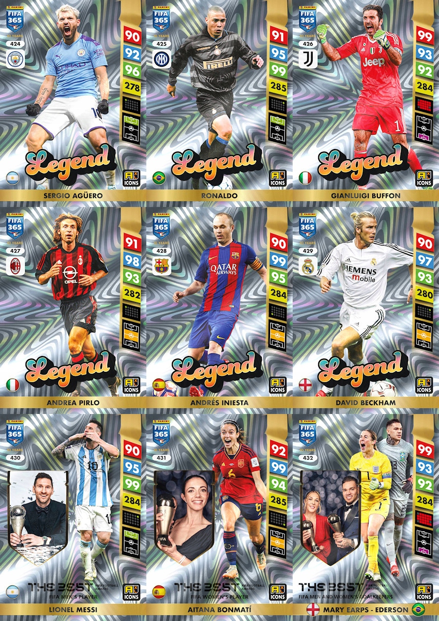 Karty piłkarskie Legend The Best Komplet 9 Icons Fifa 2025 Messi Beckham