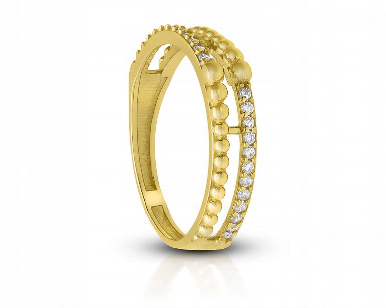 Zlatý prstýnek zirkony pro ženy 585, velikost 10