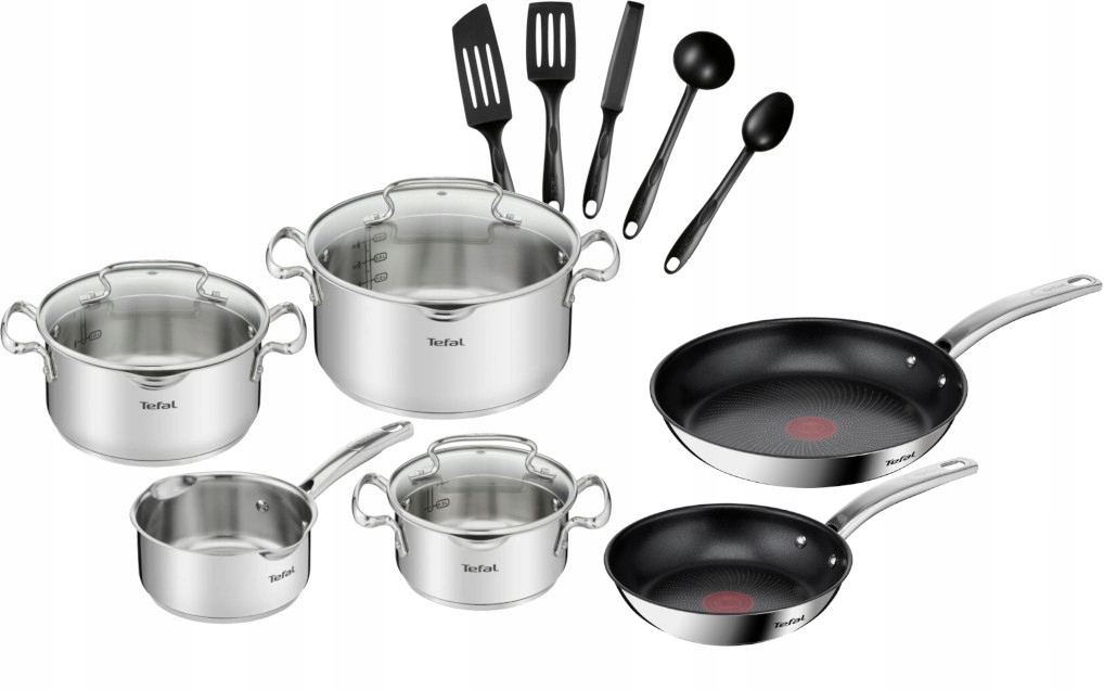 

Garnki Tefal Duetto z pokrywą patelnie szpatułki