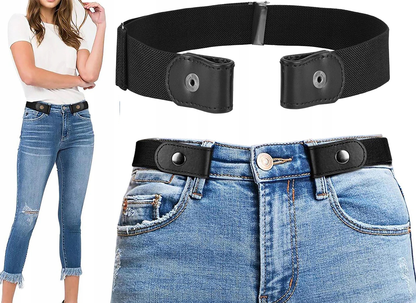 

Pasek Bez Klamry Do Spodni Guma Elastyczny Czarny