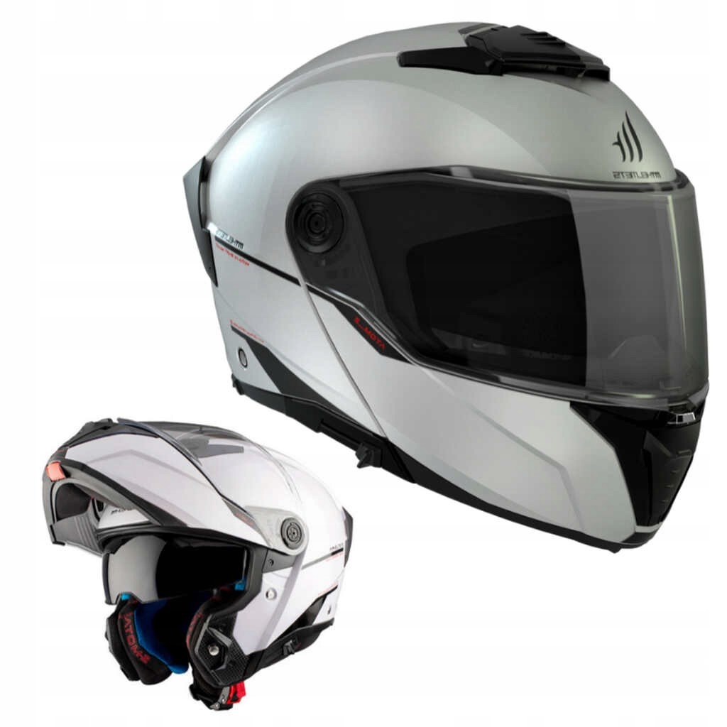 MT Atom 2 SV szczękowy kask motocyklowy biały połysk L