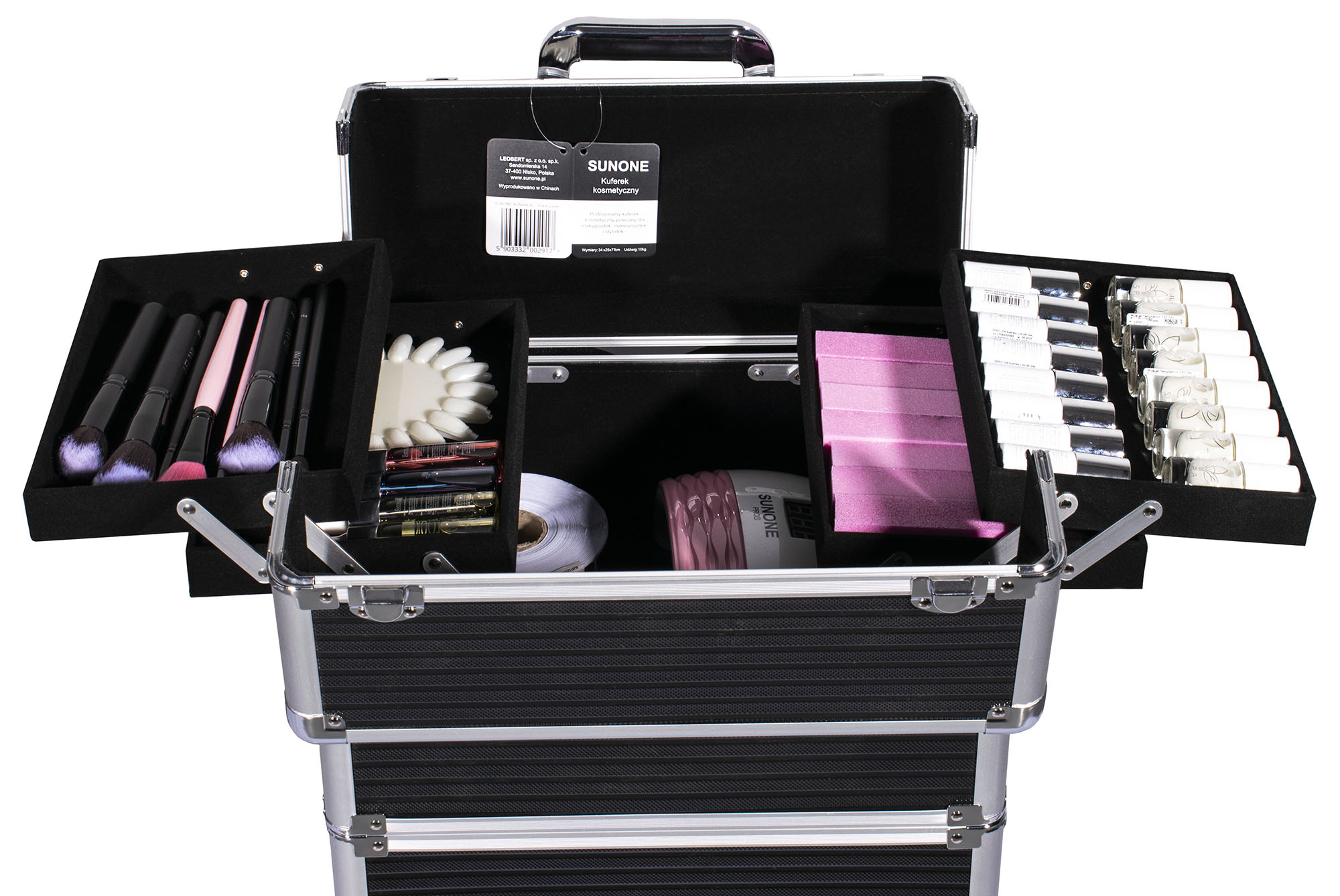 SUNONE KUFER KOSMETYCZNY WALIZKA XXL NA KÓŁKACH Kolor dominujący czarny