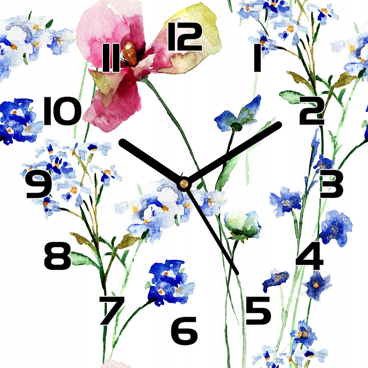 

Szklany zegar Malowane pędzlem kwiaty 30x30 cm