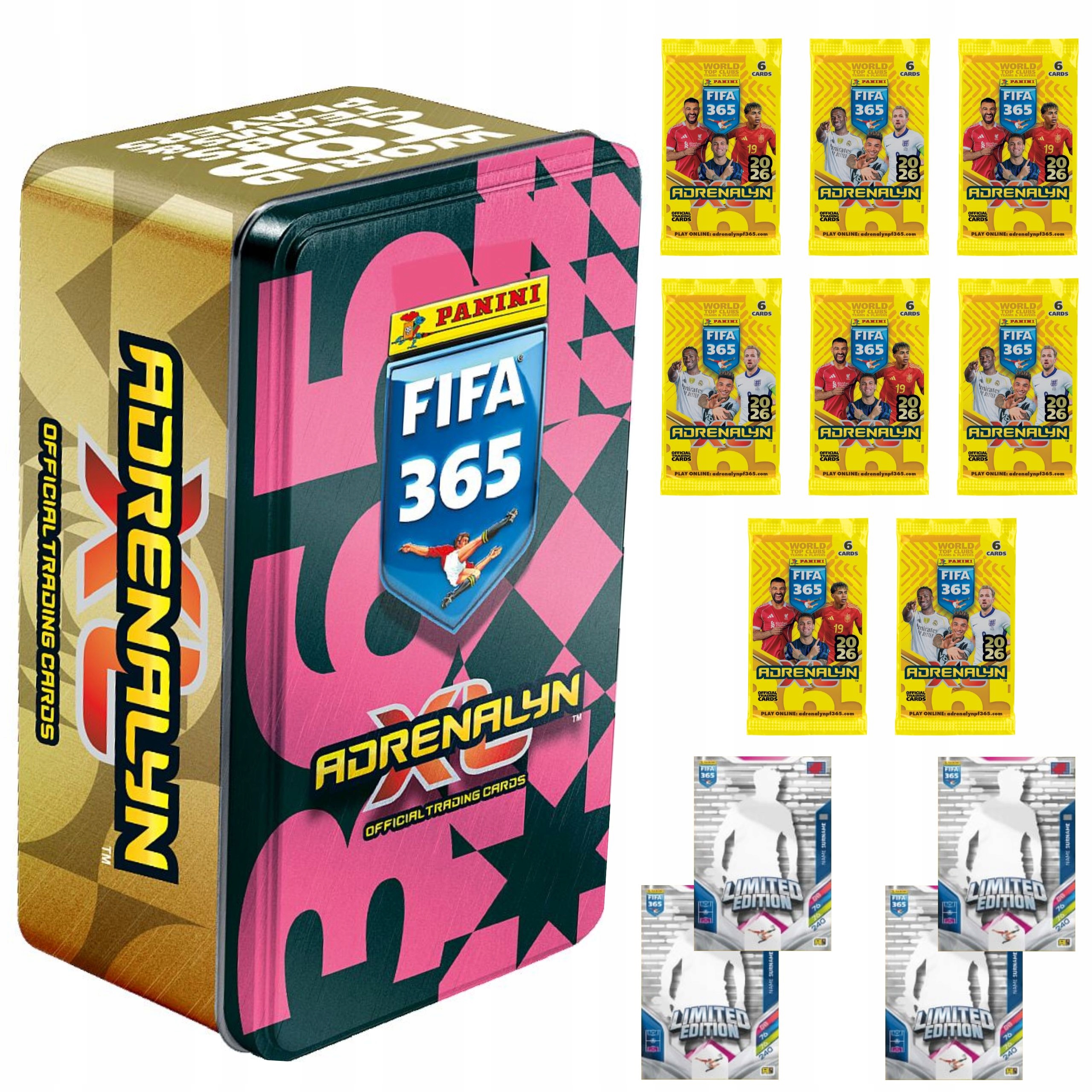 Karty Piłkarskie Fifa 365 2026 Duża Puszka Panini 8x Saszetka +4 Limitki
