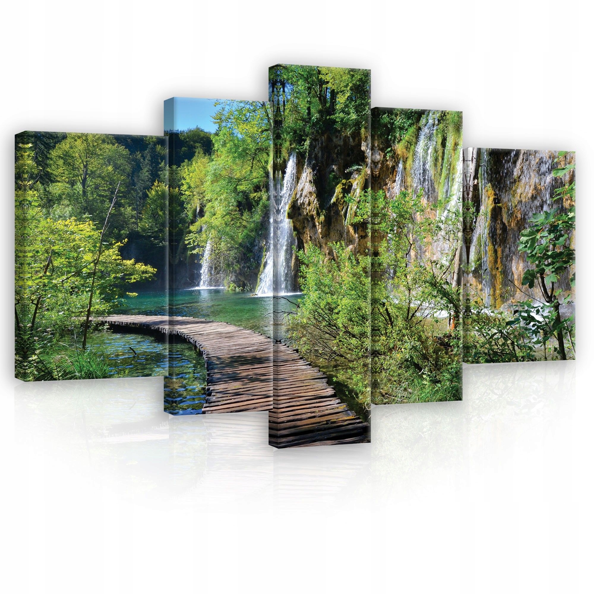 Obraz 170x100 Vodopád kaskády jazero tyrkysová les zelená pokoj príroda