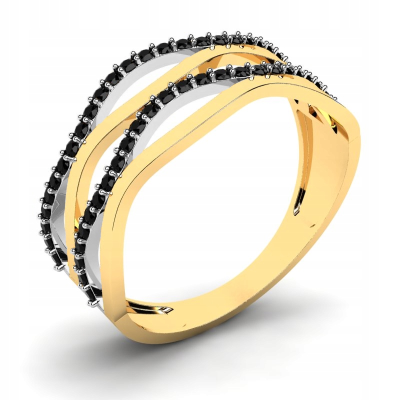 

Pierścionek Złoty Zaręczynowy Czarne Cyrkonie