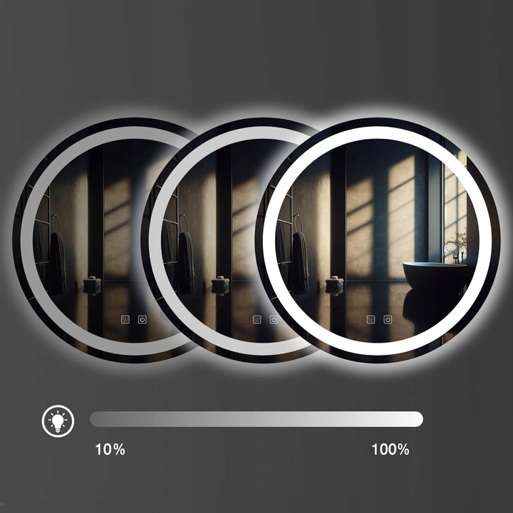 LUSTRO ŁAZIENKOWE OKRĄGŁE WISZĄCE PODŚWIETLANE LED 50CM BAS Marka Tutumi