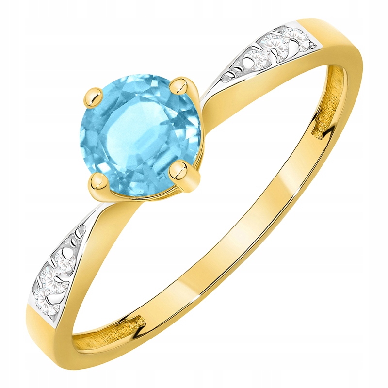 Zlatý Prstýnek s Topazem 0,50 ct a Brilianty