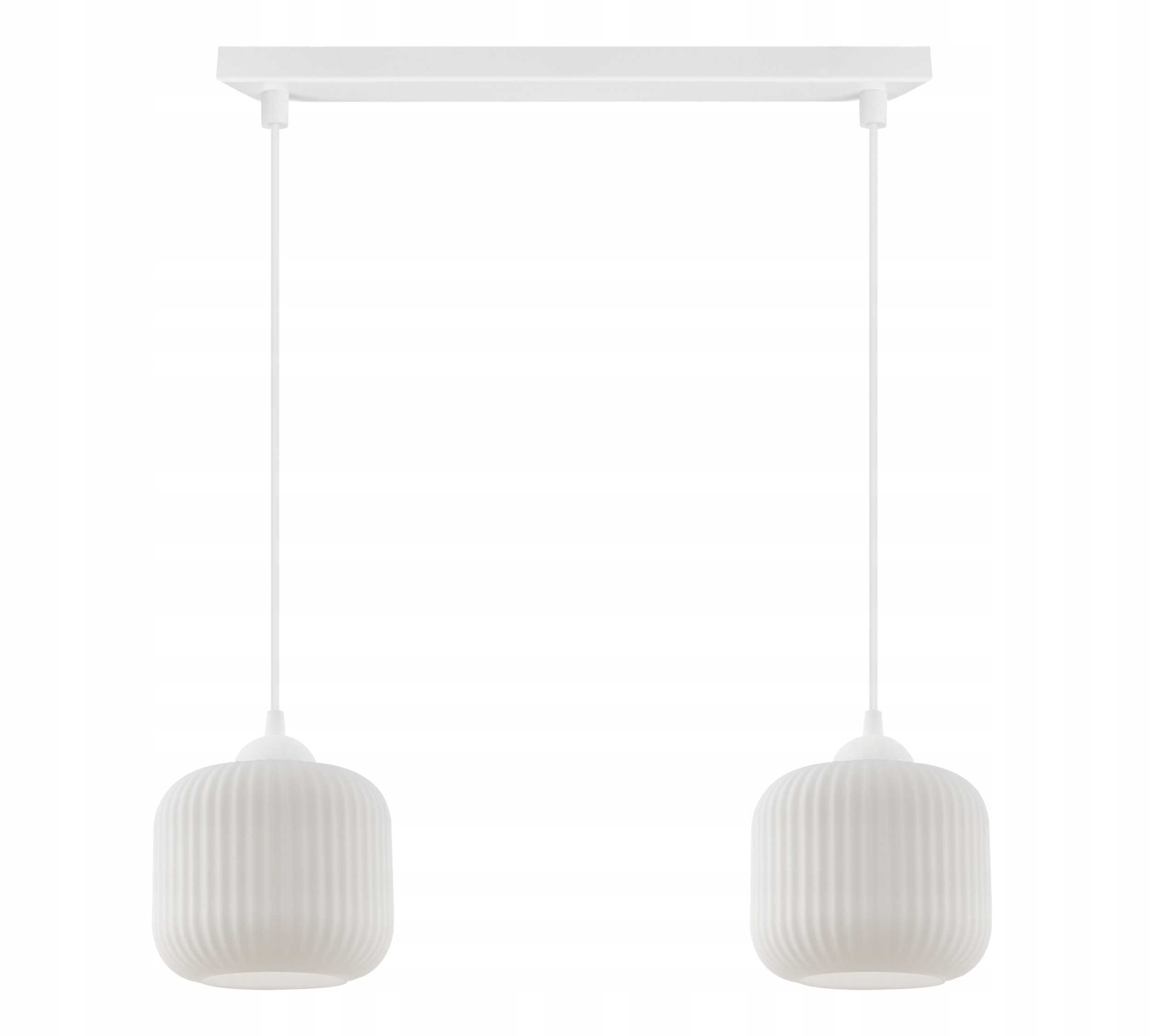 Závěsné Stropní Svítidlo Lustr Dvojité Skleněné Stínítko Bílý Válec E27