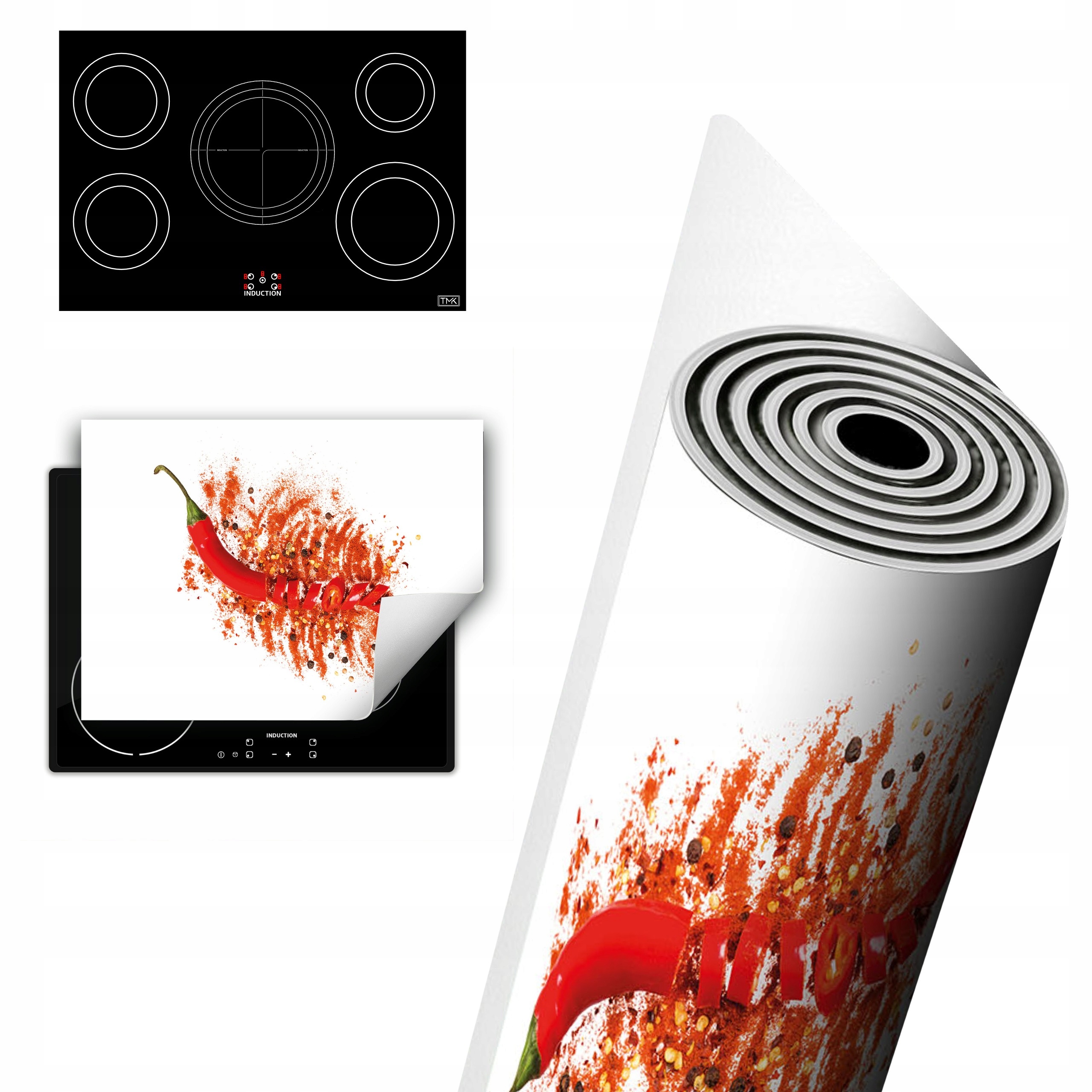 Vinylová Ochranná Deska Na Indukci 80x52 červená chilli