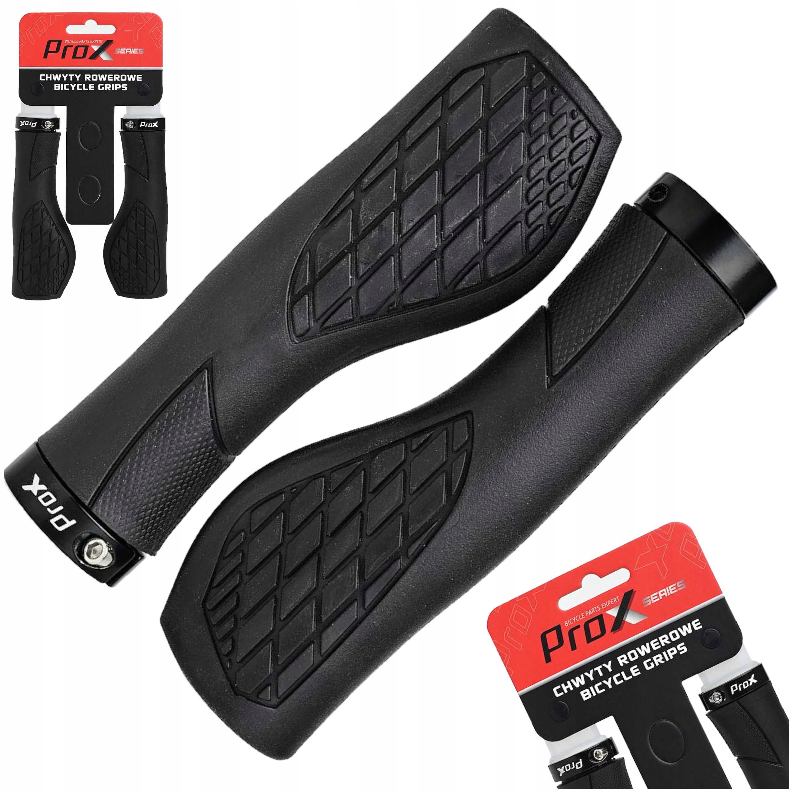 Prox Chwyty Rowerowe Rączki Kierownicy Gripy 130mm Ergo Skręcane Czarne