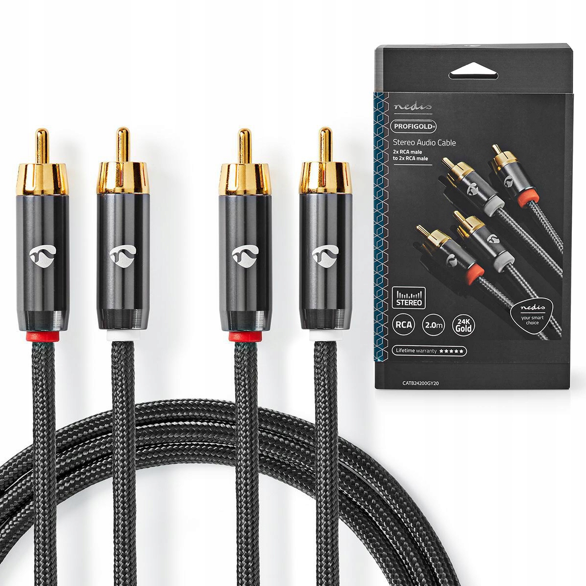 Nedis Profigold Audio Kabel Stereo Interconnect 2x Rca 2x Rca Ofc 2 m