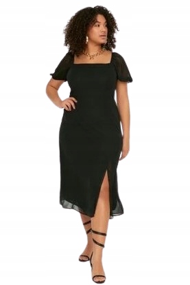 Trendyol Czarna Sukienka Plus Size Z Tiulowymi Rękawami 48 5AB