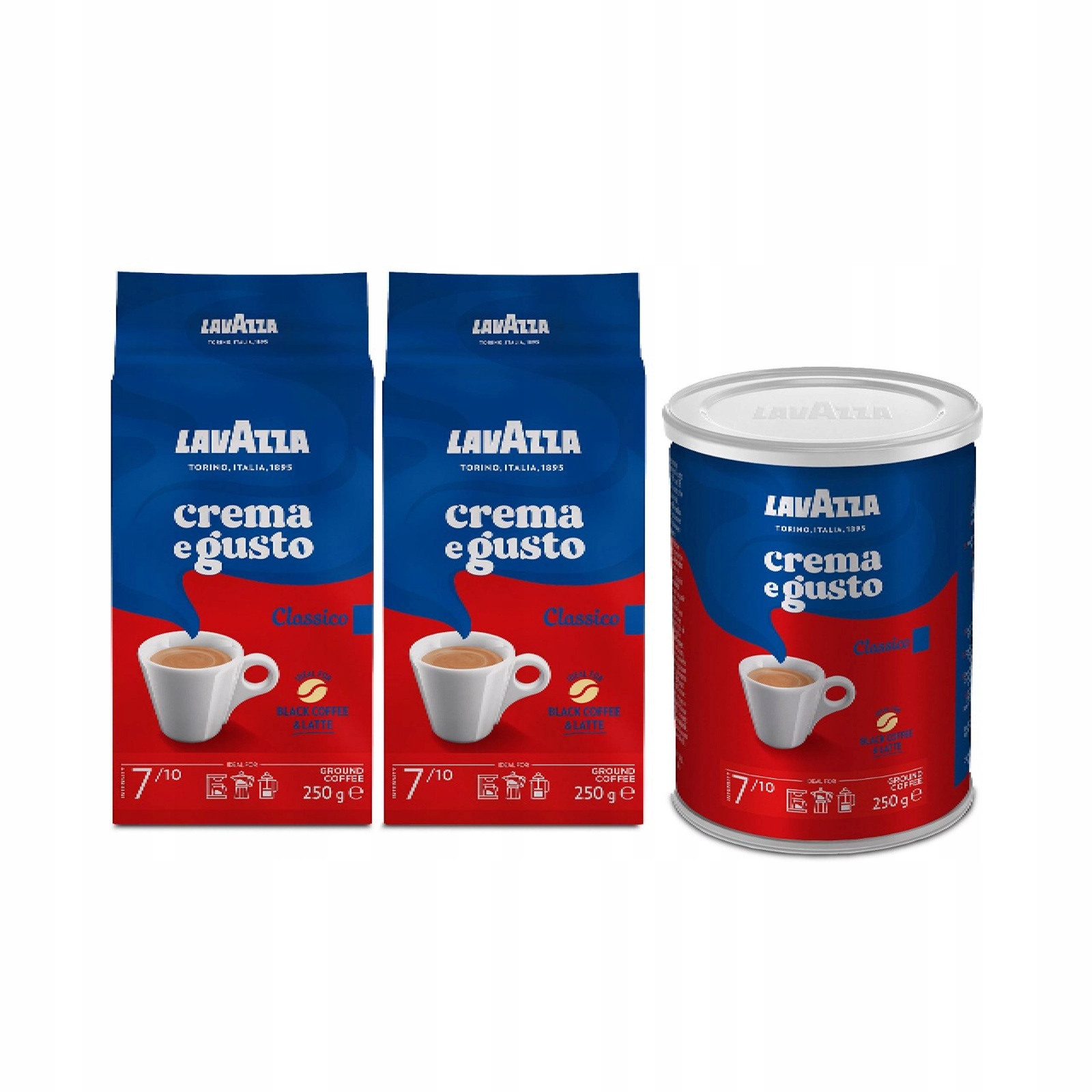 Levně Set 3x250g Mletá káva Lavazza Crema e Gusto 250g plechovka 2x250g balení