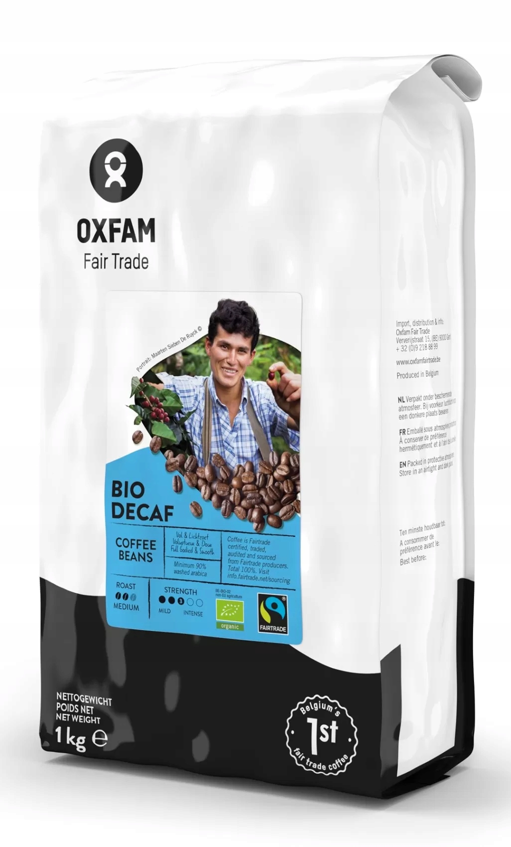 Levně Káva Zrnková bezkofeinová Arabica/robusta Fair Trade Bio 1 kg Oxfam