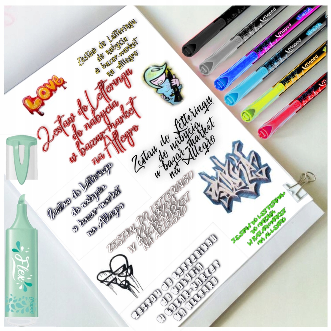 Sada pro lettering zvýrazňovače tenkopisy 22 prvků Maped