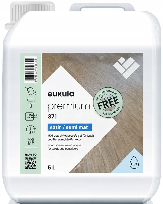 Eukula Premium 371 Satin 5L vrchní lak na dřevo a podlahy