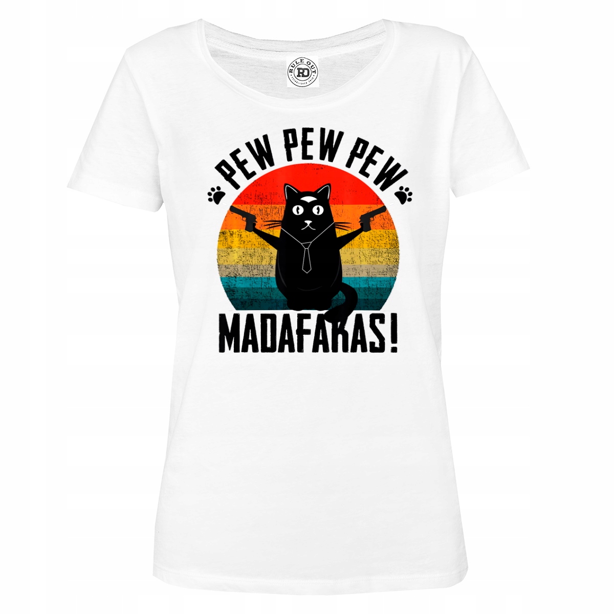 

Damska Koszulka Czarny Kot Pew Pew Madafakas