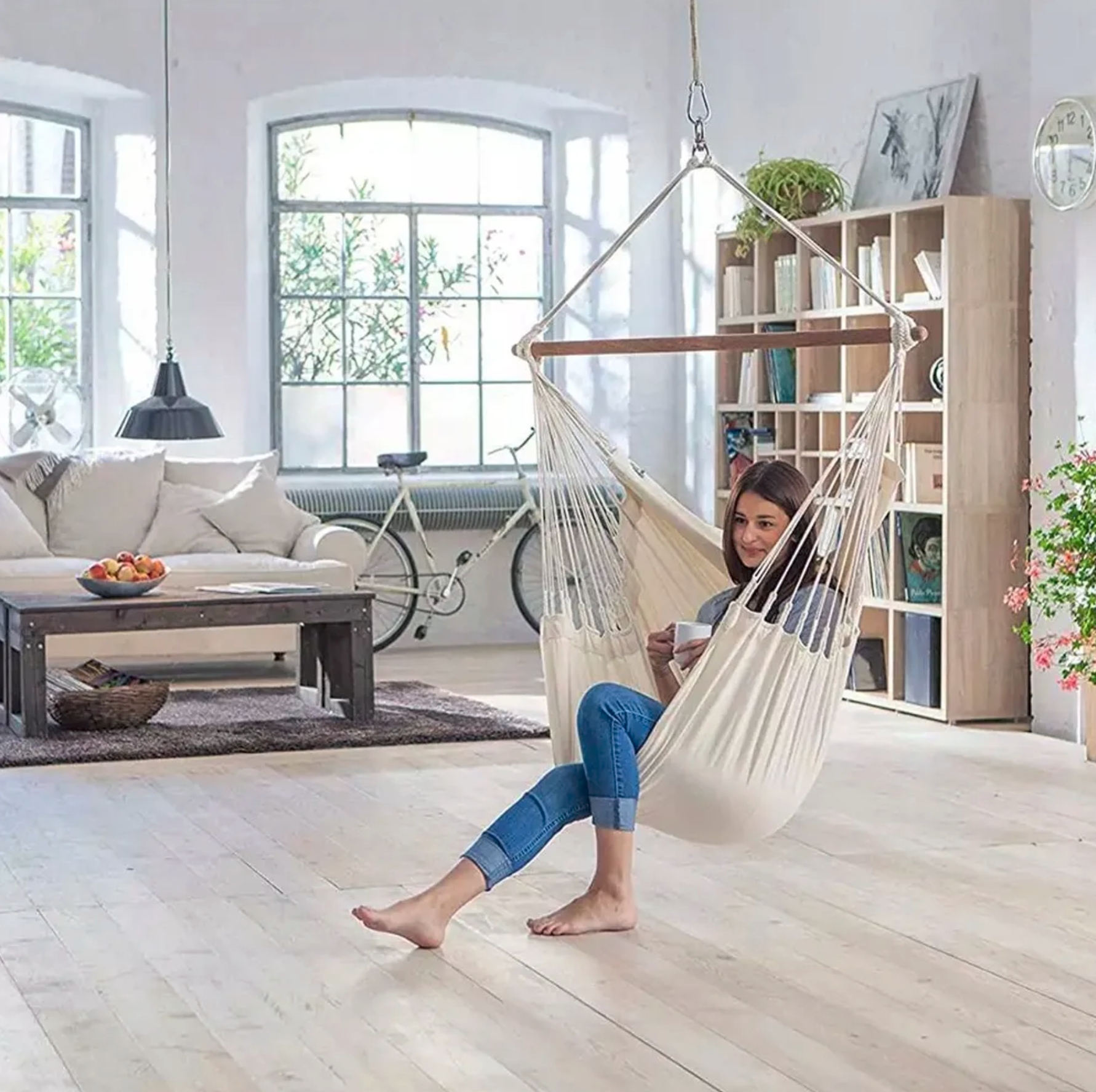 FOTEL WISZĄCY hamak KRZESŁO BRAZYLIJSKIE HUŚTAWKA Kolor odcienie szarości i srebra