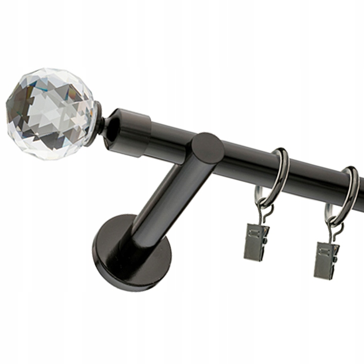 

Karnisz Crystal Czarny Pojedynczy 19mm 140 cm