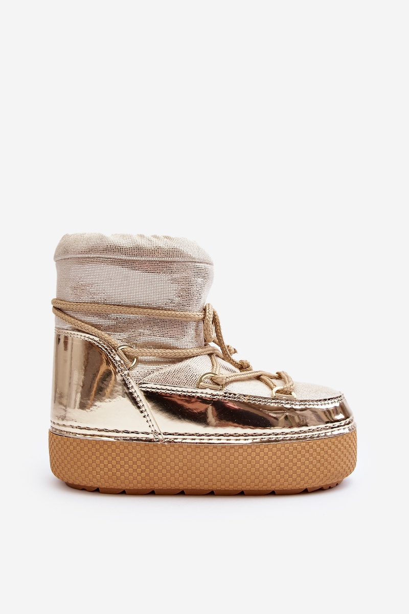 ŚNIEGOWCE DAMSKIE NA MASYWNEJ PODESZWIE Z WIĄZANIEM ZŁOTE 41/42 Rozmiar 41