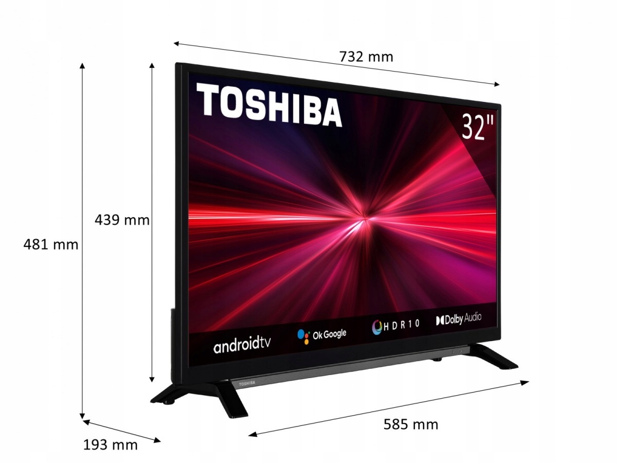 Telewizor LED 32 cale TOSHIBA 32LA2B63DG Smart TV Android TV HDR Przekątna ekranu (cale) 32
