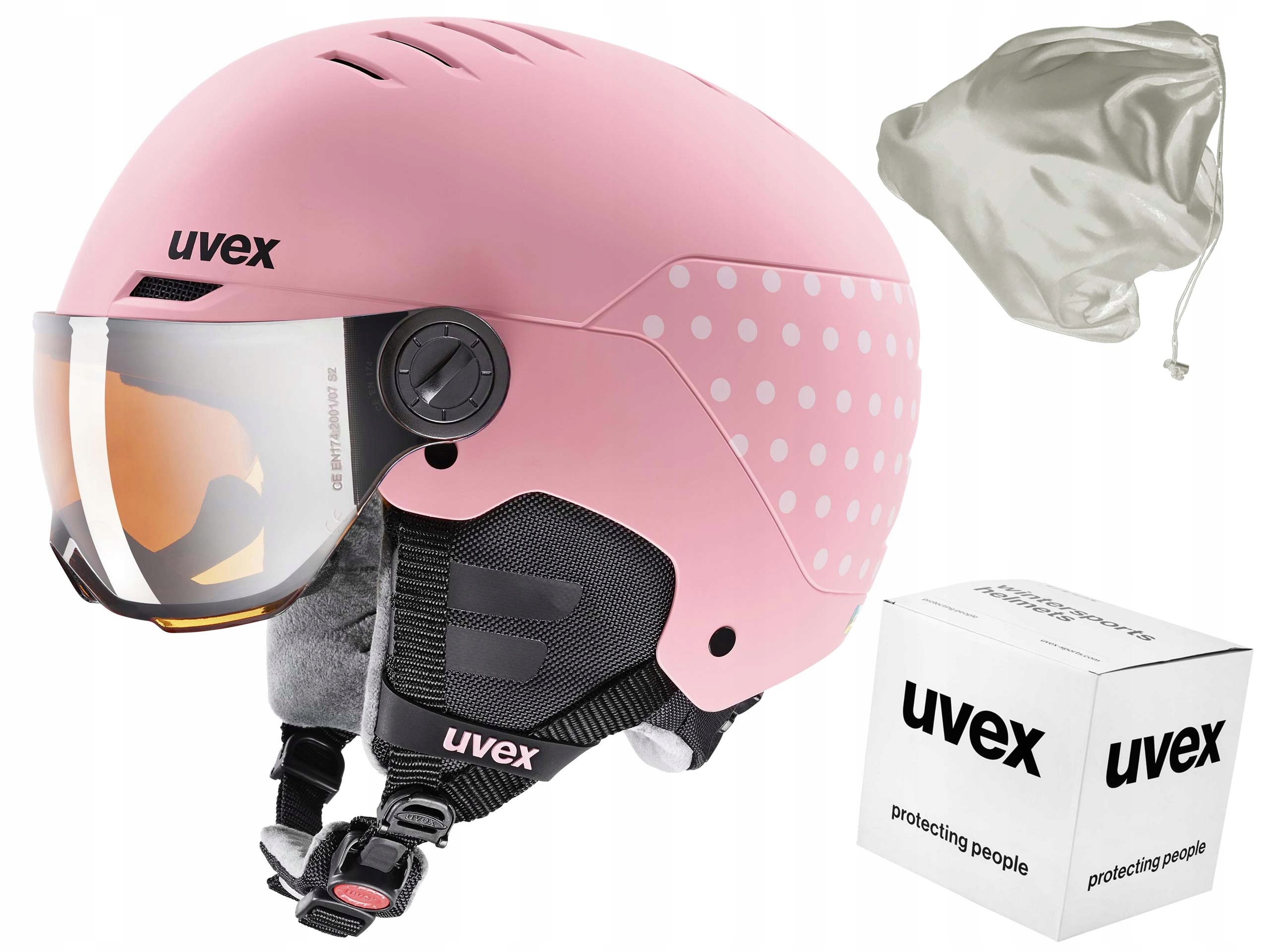 Lyžařská přilba Uvex Rocket Jr visor pink 54-58 cm