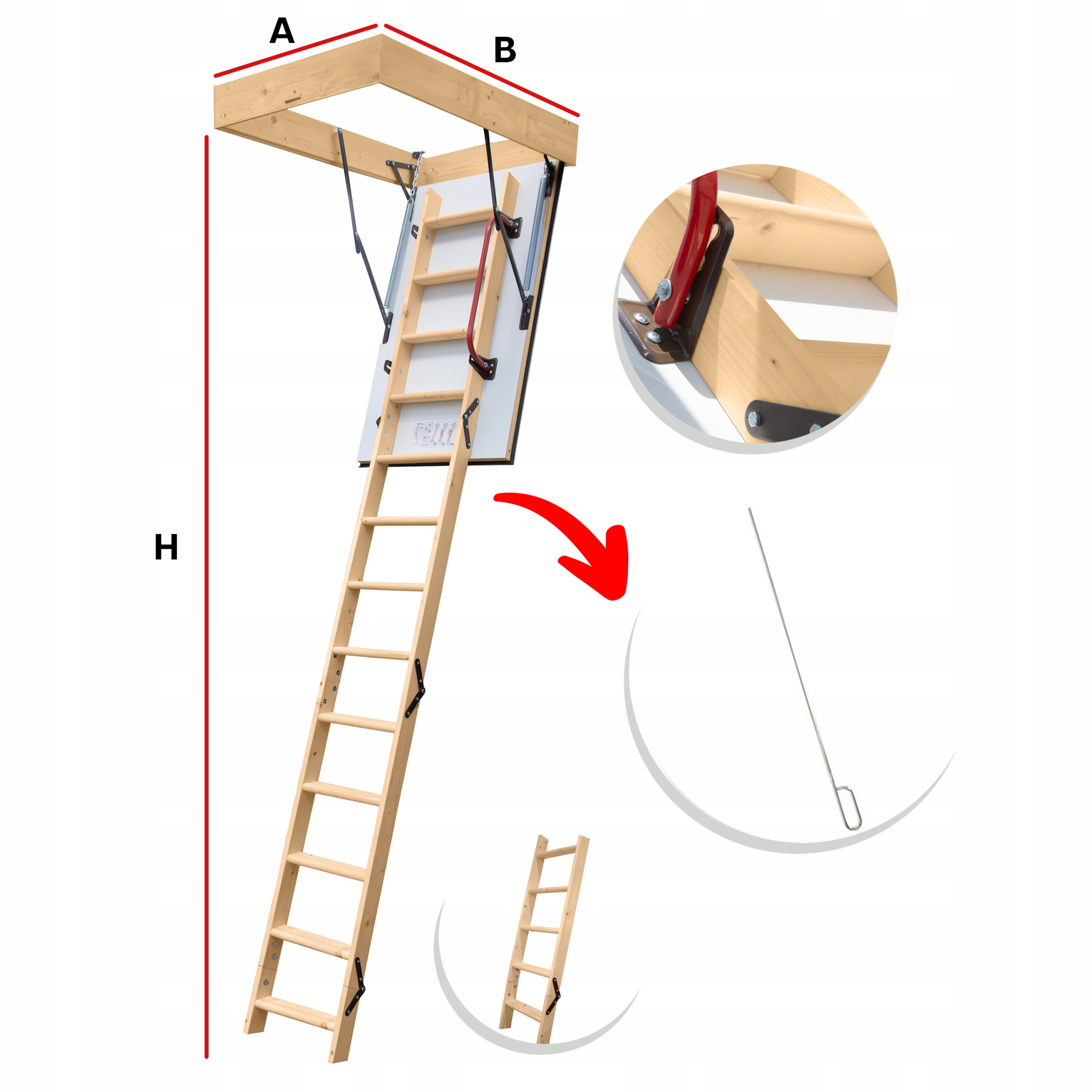 Schody Strychowe EXTRA Wyłaz 130x70 H=305 cm + MOCOWANIA Producent 4Step