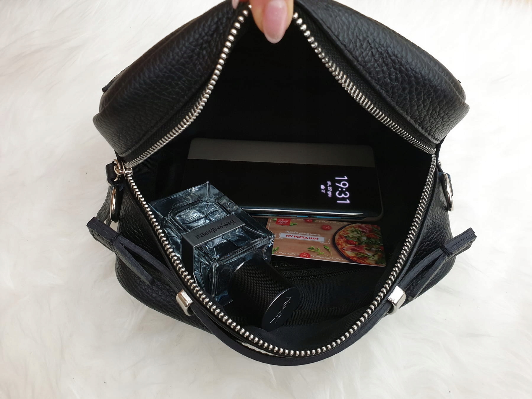 TOREBKA skórzana kuferek z ćwiekami C.ZIELONA Kolor okuć srebrny