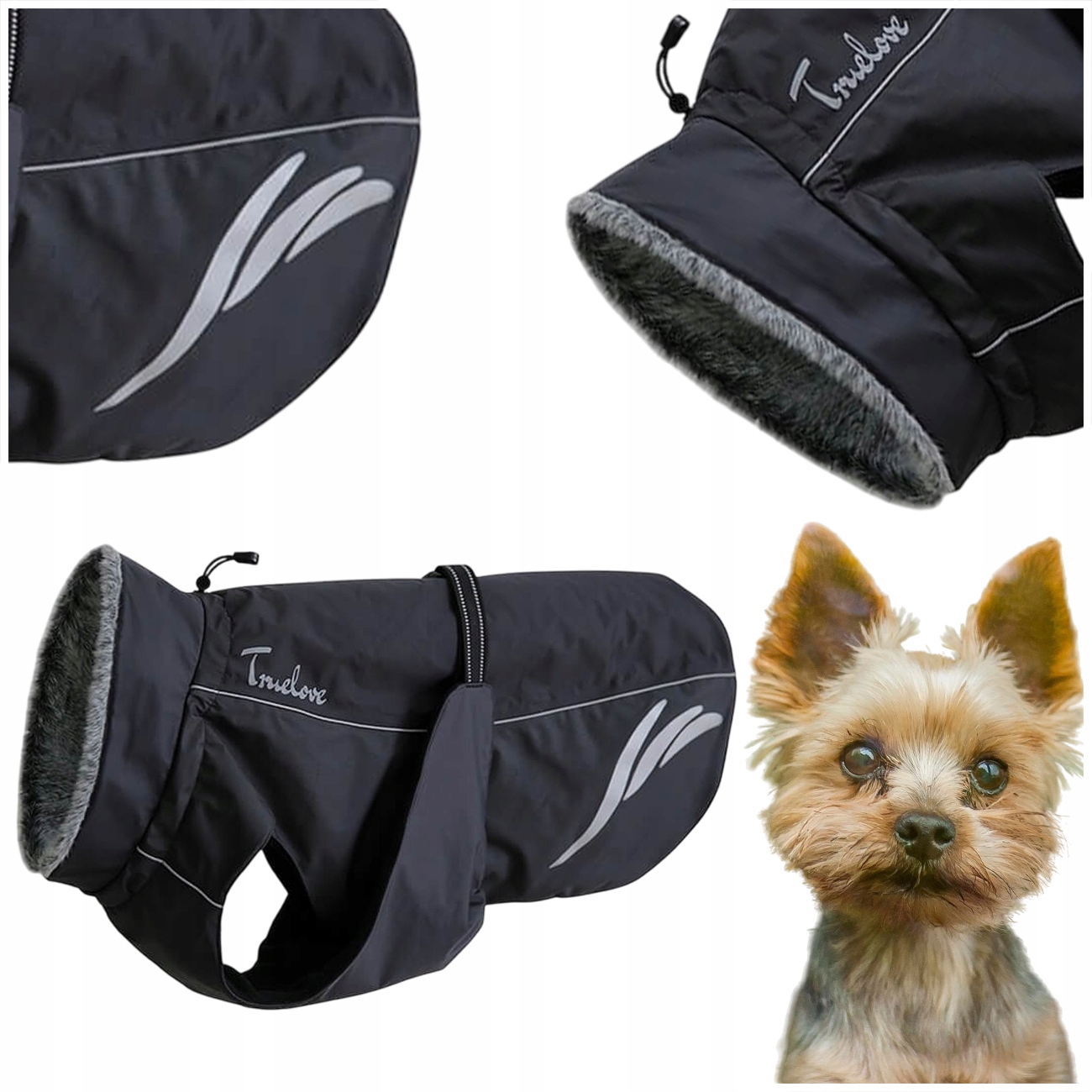 Zimní Zateplená Bunda Pro Psa Truelove Comfort Plus Černá Xxs 24 CM