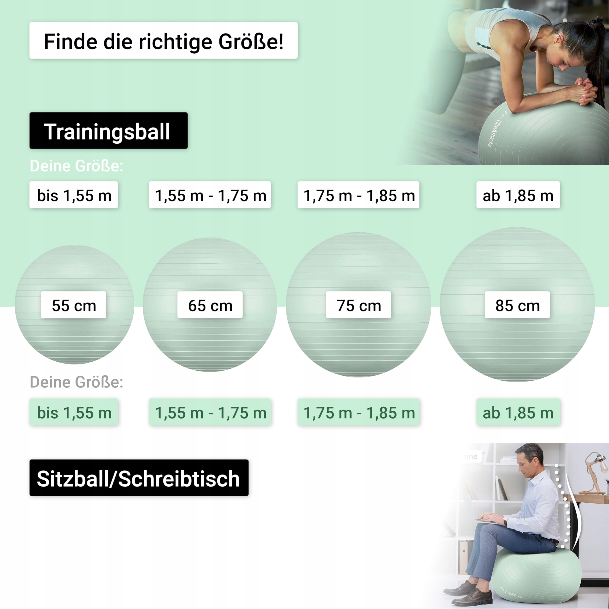 ELITEATHLETE Piłka Gimnastyczna 65cm Antywstrząsowa Do Jogi i Ciąży — miniatura 7